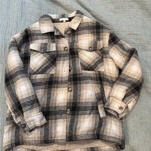 Evereve Plaid Button-Up Sweater - Black and Cream